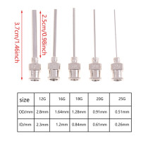 Шприц дозатор игл из нержавеющей стали с тупым наконечником, 12/16/18/20/25/г, 5 шт.