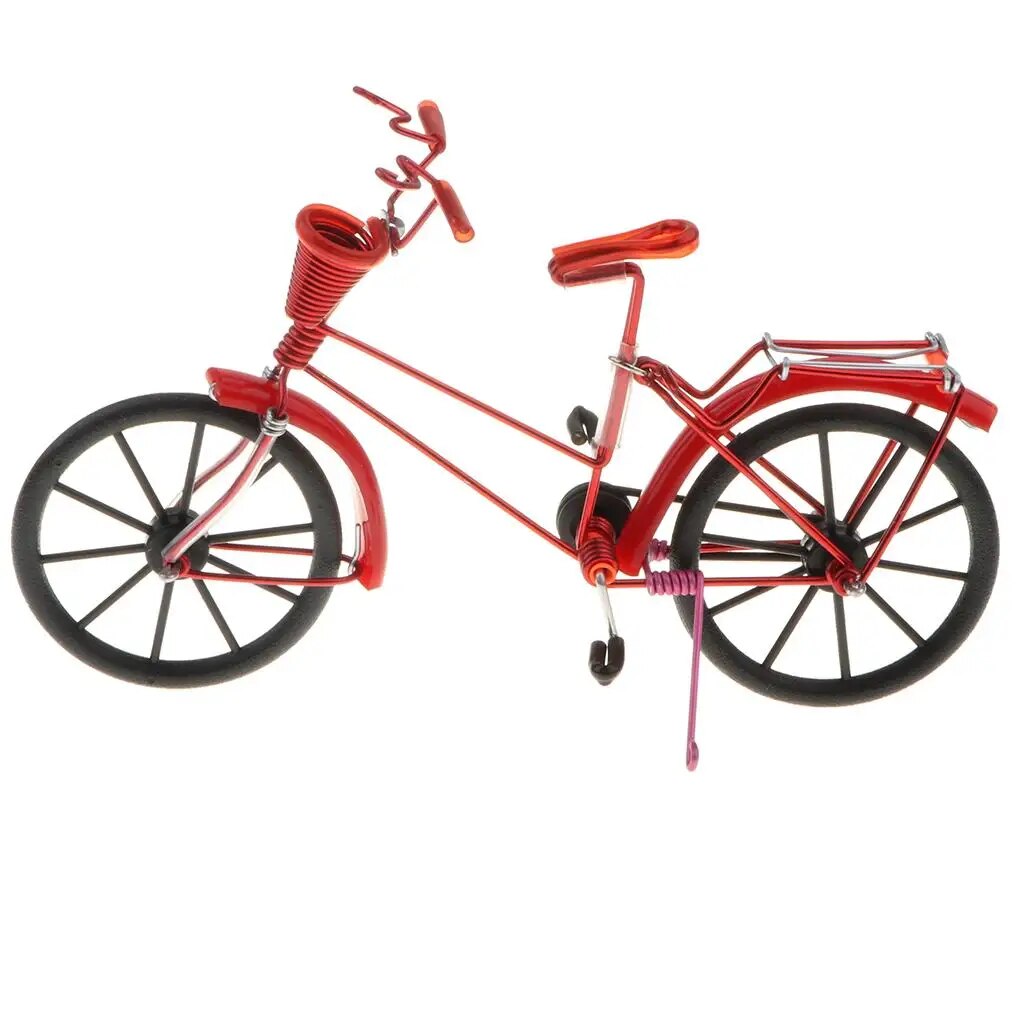 1:10 Aluminum Bike Model Bicycle with Basket Handicraft Toy Red Handicraft Bike Model Diecast Bicycle Bike Toy