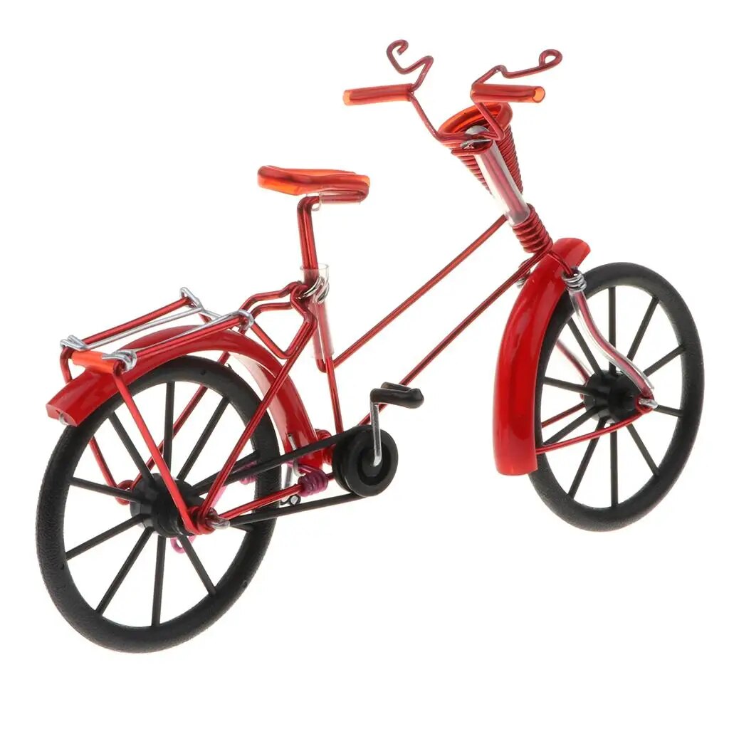 1:10 Aluminum Bike Model Bicycle with Basket Handicraft Toy Red Handicraft Bike Model Diecast Bicycle Bike Toy