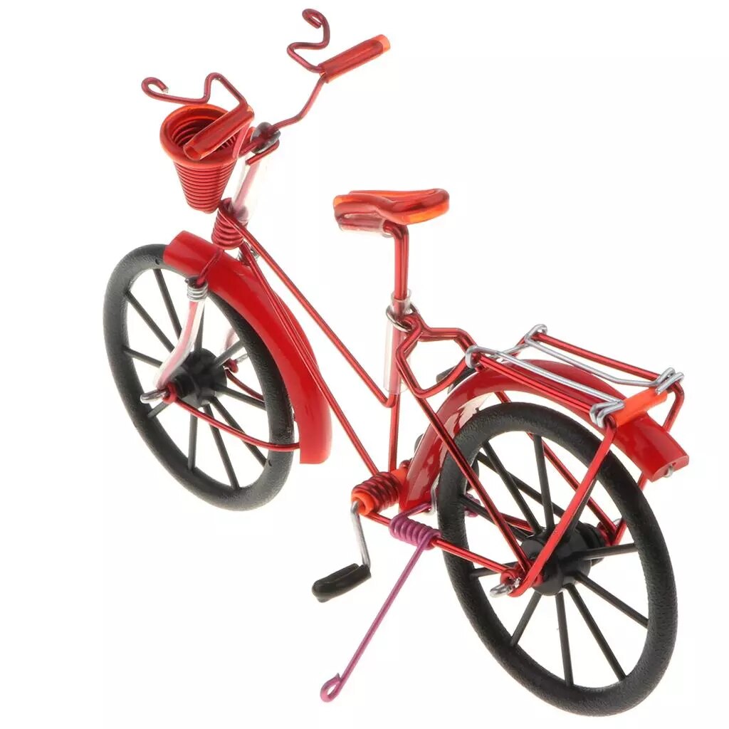 1:10 Aluminum Bike Model Bicycle with Basket Handicraft Toy Red Handicraft Bike Model Diecast Bicycle Bike Toy