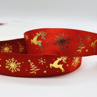 5 ярдов, 10 мм, 15 мм, 25 мм, Рождественская лента с принтом, Рождественская полиэфирная лента для ручного дизайна, рождественские украшения, подарочная упаковка