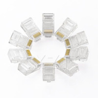 Сетевой разъем, UTP для кабелей для CAT 5, CAT 5e, 8P8C, RJ45, Ethernet, прозрачный, 50 шт. в наборе