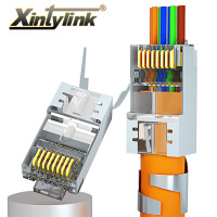 коннектор xintylink CAT8, CAT7, CAT6A, rj45, разъем 50U RJ 45 для кабеля ethernet, сетевой, SFTP, экранированный, отверстие 1,5 мм