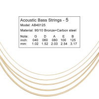 Струны для акустических басов 040 060 080 100 125in, Сменные аксессуары, сердечник из латуни и углеродистой стали, 5 струн