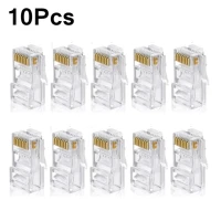 10 шт., разъемы RJ45 Cat5e, Штекерная модульная вилка Ethernet, позолоченные сетевые концы, высококачественные экранированные Модульные вилки