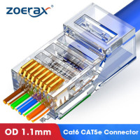 Разъем ZoeRax RJ45 Cat5e Cat6 EZ для обжима модульного штекера для прочного или многожильного сетевого кабеля