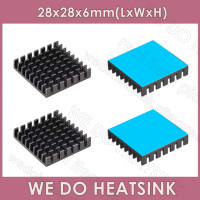 Мы производим радиаторы 28x28x6 мм без или с термальной прокладкой, черный анодированный радиатор с шлицевым радиатором для упаковки ИС, BGA,PGA