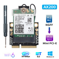 Мини-адаптер PCI-E Wi-Fi 6, 2974 Мбит/с, беспроводной Bluetooth 5,1, Intel AX200, Wi-Fi карта AX200NGW 1/802 AX/ac 160 МГц, 2,4 ГГц/5G, Windows 10