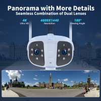 IP-камера 8 МП 4K с двойным объективом, 180 °, Wi-Fi, 4 МП