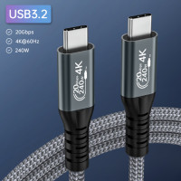 Кабель UGOURD USB3.2 Gen2 * 2 20 Гбит/с Type C на C для передачи данных PD 240 Вт 48 В 5 А, ультрабыстрый зарядный кабель для телефона, SSD-бокса, ноутбука