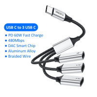 USB-концентратор 3 в 1, USB Type C, OTG-конвертер, зарядка для мыши, клавиатуры, наушников