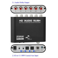 Цифровой аудиодекодер 5,1 для ТВ Dolby Dts/усилитель конвертера оптический к 3,5-канальному аналоговому преобразователю
