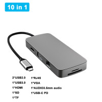 Разветвитель USB C типа C для планшетов, адаптер для ноутбука с PD SD TF RJ45 thunderbolt 3 для Macbook Air M1 iPad Pro