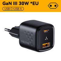 Зарядное устройство VOLTME сетевое с двумя портами USB C и поддержкой быстрой зарядки, 30 Вт