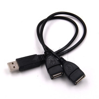 USB 2,0 A 1 штекер на 2 двойных USB гнезда адаптер питания для передачи данных Y-образный разветвитель зарядный USB кабель удлинительный кабель