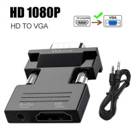 Переходник с VGA на HDMI-совместимый адаптер 1080P HDMI-совместимый адаптер VGA для ноутбука в проектор HDTV Видео Аудио конвертер