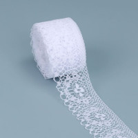 Лента кружевная двусторонняя с вышивкой ручной работы, 10 ярдов