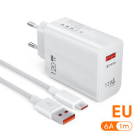 Зарядное устройство USB, 120 Вт, с кабелем USB C 3,0 для быстрой зарядки, белый