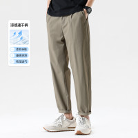 布衣傳說 冷感速乾輕鬆褲 夏季抗皺薄款褲子男款寬鬆直筒休閒長褲