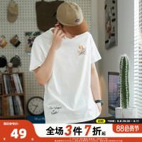 唐獅2023年夏季新款純棉短袖t恤男潮休閒寬鬆圓領上衣打底衫半袖