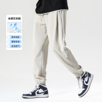 布衣傳說 冰感華夫格 夏季薄休閒褲男褲寬鬆運動褲束腳空調九分褲