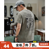 唐獅2023年夏季新款純棉短袖t恤男潮後背印花休閒夏裝上衣T恤