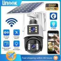 Linook V380 Pro WIFI 4K 8MP, Солнечная камера видеонаблюдения, PTZ наружная беспроводная, Двухсторонний вызов, камера видеонаблюдения