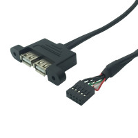 Женский кабель для передачи данных с 9-контактным разъемом 9P на 2 порта USB 2,0 A 0,3 м 0,5 м