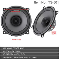2 шт. 400 Вт 5-дюймовый 2-полосный автомобильный динамик, универсальный автомобильный аудио, музыкальный стерео сабвуфер, полный диапазон частот, HiFi коаксиальные динамики