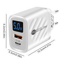 Сетевое зарядное устройство PD20W с двумя портами USB Type C и USB, блок адаптера 5V3.1A