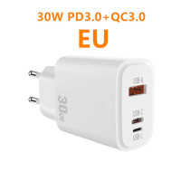 Зарядное устройство с 3 портами USB Type-C и поддержкой быстрой зарядки, 30 Вт