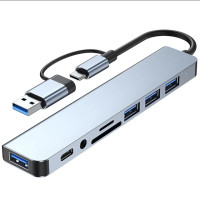 Адаптер USB Type C к USB OTG для док-станции Macbook Pro 8 В 2, 5 Гбит/с, высокоскоростная передача 7 в 2