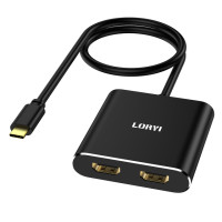 Мультипортовый адаптер LORYI с USB C на два HDMI, концентратор Type-c 4K 60 Гц, конвертер Type C на HDMI для MacBook Pro Air Dell XPS 13/15/17