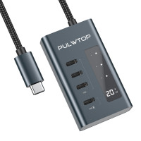 USB-концентратор PULWTOP 4 в 1, 10 Гбит/с, с поддержкой данных и зарядки