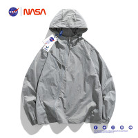 NASA冰絲輕薄款防曬服男連帽抗UV斜拉鍊衝鋒衣外套情侶款寬鬆