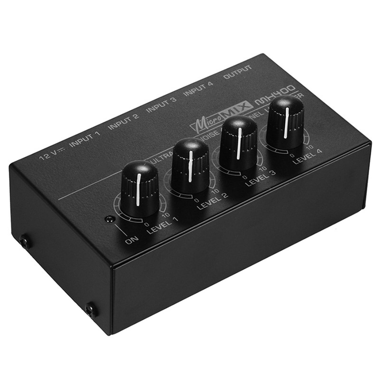 4 Channel Audio Mixer Ultra Low Noise Mini Sound System Echo Mixer Mixing Console for Outdoor Small Clubs Recording Studio Party