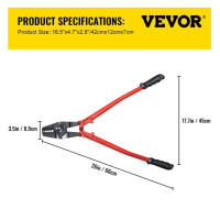 VEVOR 24/30 дюймов проволочный канат обжимной инструмент с изолированной ручкой алюминиевый медный кабель рыбалка двойные рукава резак обжимные плоскогубцы