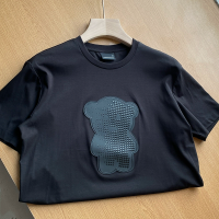 天花板級！重工貼片+絲光液氨長絨棉！夏季男高端休閒圓領短袖T恤