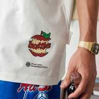 Battles夏季蘋果基礎logo印花310g重磅純棉短袖T恤寬鬆圓領內搭衣