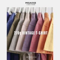 2023多色重磅夏季純棉純色圓領百搭厚實不透打底直筒寬鬆短袖T恤