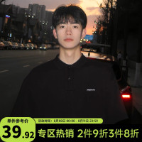 冰絲polo衫男夏季短袖T恤重磅痞帥翻領美式寬鬆襯衫領男士衣服潮