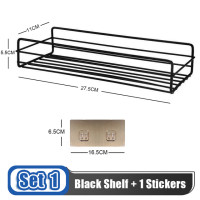 Полка и крючки для ванной комнаты, цвет черный, комплектация в ассортименте