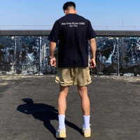 美式潮牌重磅純棉短袖T恤男夏季簡約字母印花寬鬆情侶裝圓領上衣