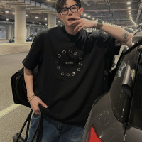 THREE23SS夏季原創小眾高級感金屬圓環設計感短袖T恤百搭上衣潮酷