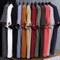 人手幾件不嫌多 HK潮牌夏季水洗全棉純色長絨磨毛打底短袖T恤男潮