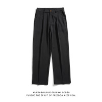 悟空有貨復古純色百搭垂感西褲男潮牌寬鬆百搭直筒褲子黑色休閒褲