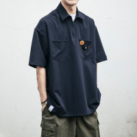 polo衫男潮牌大尺碼短袖夏季薄款寬鬆日潮工裝襯衫半袖機能拉夫·勞倫馬球衫潮