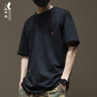 潮流夏季短袖黑T恤男休閒簡約男裝寬鬆大尺碼男士純棉男生打底T恤