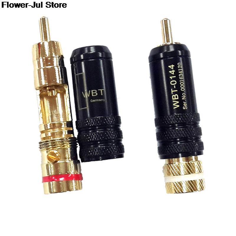 1pc Gold plated RCA plug lock Soldering Audio/Video plugs Connect WBT-0144 Plug Random color