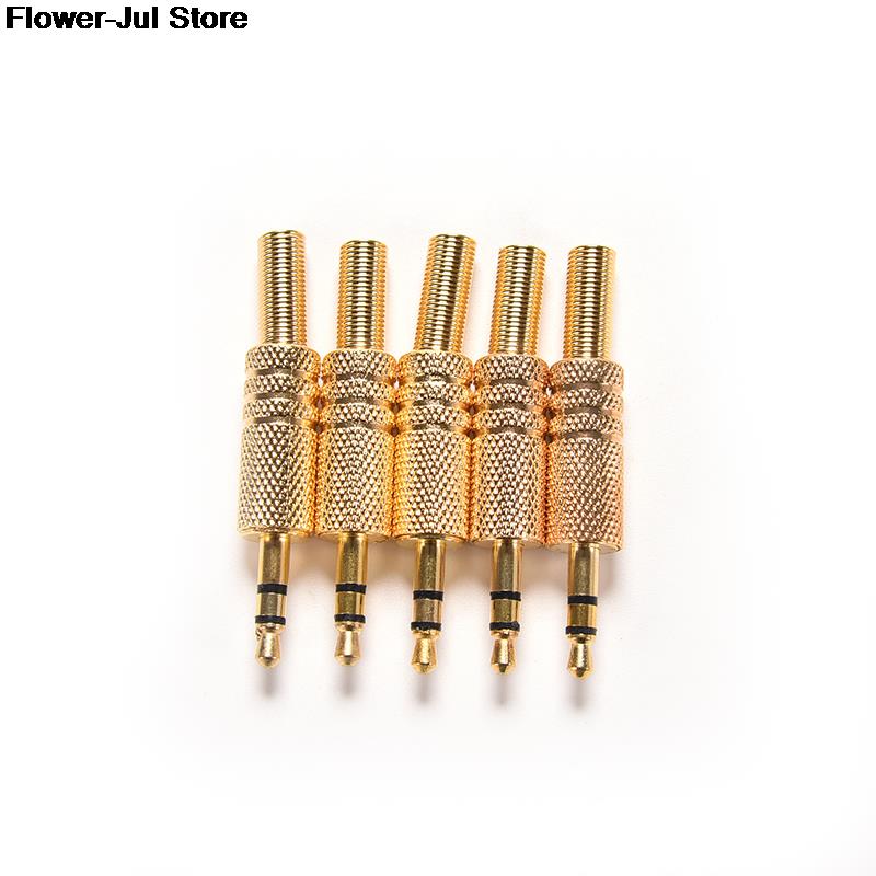 5pcs Stereo 3.5mm 1/8in Headphone Earphone DIY Male Audio Jack Plug Solder Connectors for Computers Laptops Tablets MP3